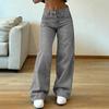 Womens High-Waisted Wide-Leg Straight Cut Denim Pants Loose Fit Street Style 2026