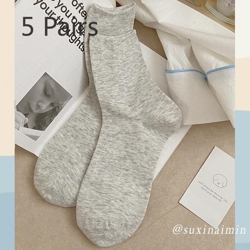 

5 пар женских летних тонких однотонных простых хлопковых коротких носков 5 Pairs серый