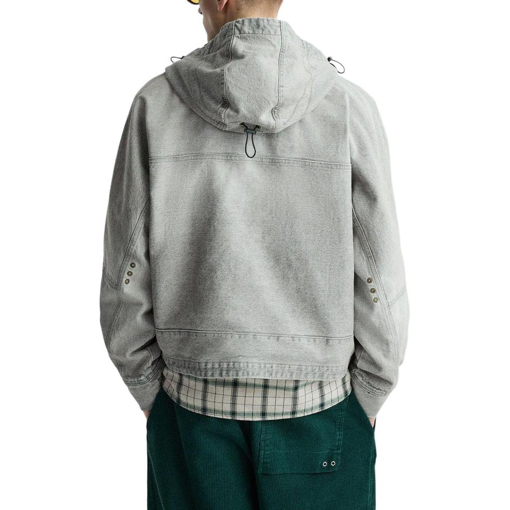 Zara Solid Color Zipper Vintage Barn Style American Retro Work Jacket Men Jacket Light-Gray 1538428-811