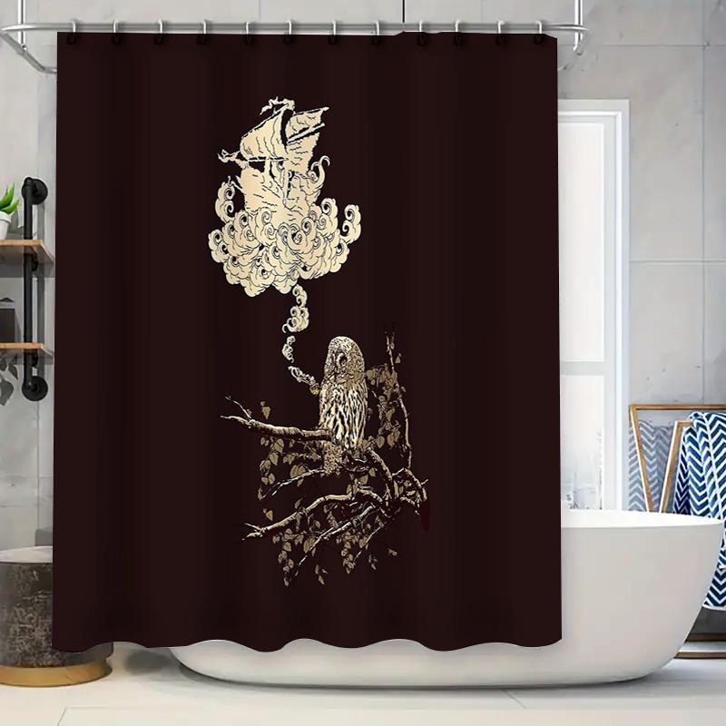 

Owls In Tree Branch Shower Curtain Forest Animal Nature Birds Home Decor Bathroom Curtains Vintage Artistic Wall Hanging Tapestr W60H190(CM)-1 Pcs