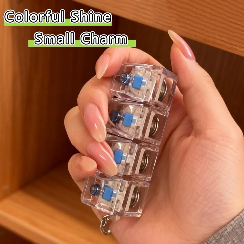 Led Keyboard Keychain Fidget Clicker Backpack Pendant Anti-Stress Keychains Stress Reliever Decompression Keyring