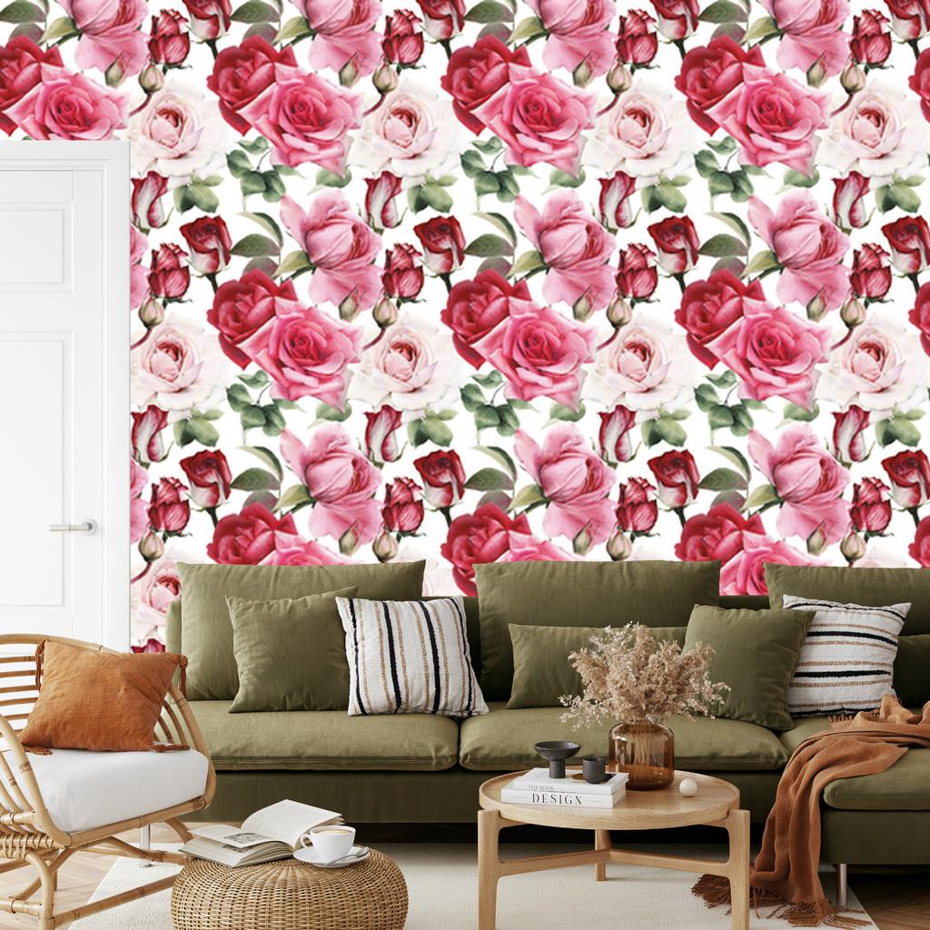 Rose wallpaper in fashionable colors for the living room and bedroom 50x1000