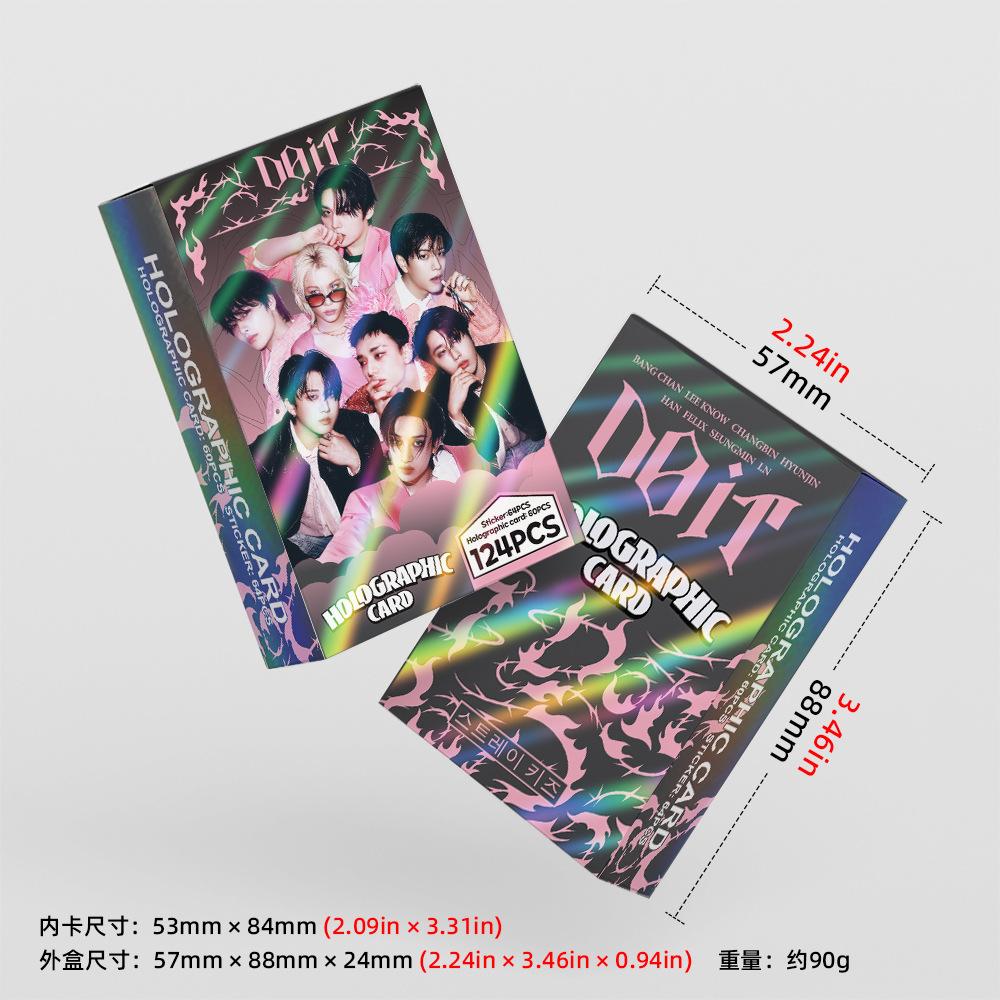 124pcs STRAYKIDS LOMO Card Laser Card SKZOO New Special DOIT Peripheral Flash Card Stray Children Sticker LOMO Card