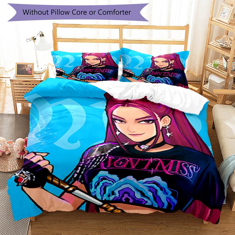 3pcs KPop Demon Hunters MIRA2 Design Cover Set - HD Printed Bedding with 1 Cover and 2 Pillowcases - Perfect for Home and Dorm Decor