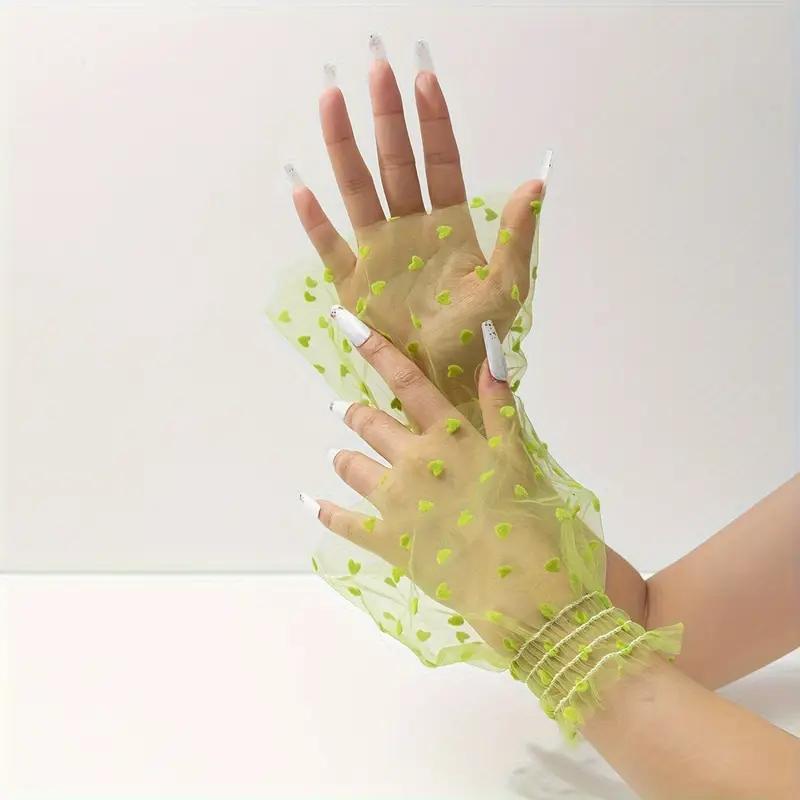 

Elegant Thin Lace Fake Flare Sleeve Detachable Tulle Elastic Sweater Mesh Cuffs Wristband Clothing Decorative