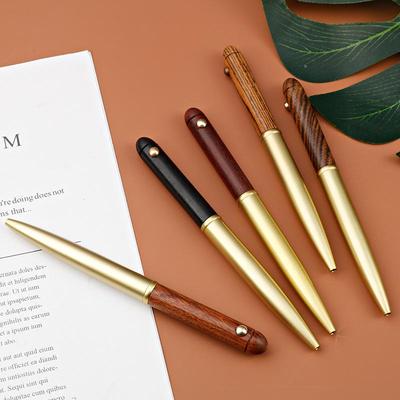 Brass & Sandalwood Signature Rollerball Pen - Retro Black, Ideal for Business Signing & Gifts