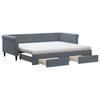 Extendable Daybed with Drawers Dark Grey 90x200 Cm Velvet