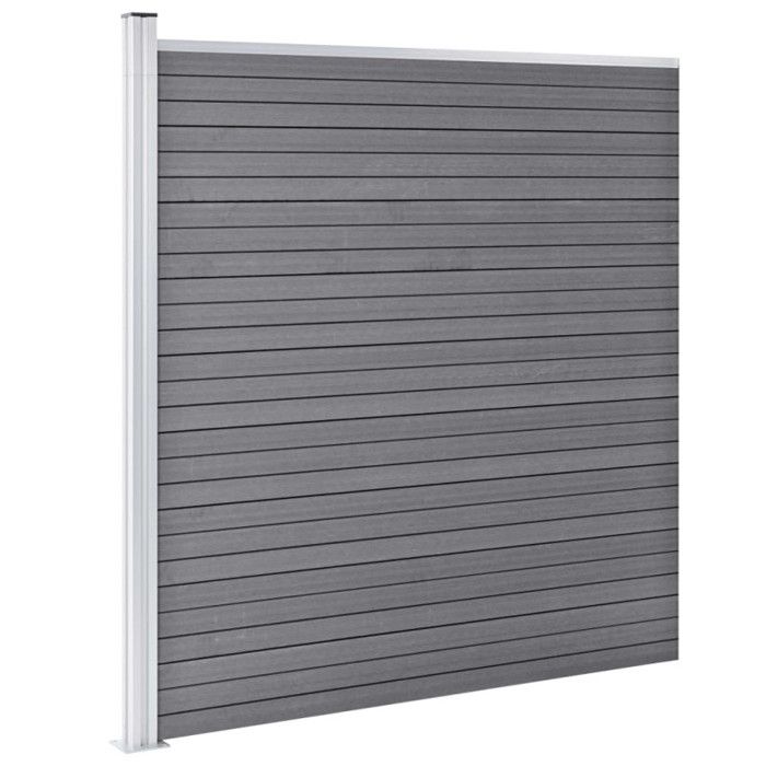 Ensemble de clôture WPC - VIDAXL - 1484x186 cm - Gris - Durable - Facile à assembler
