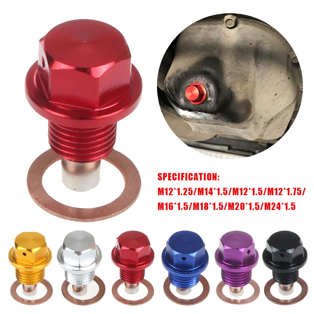 EDHUUJSI Best Engine Protection Magnetic Drain Plug Easy Install High Performance Engine Drain Nut Bolt, Golden, M12*1.25, 4pcs