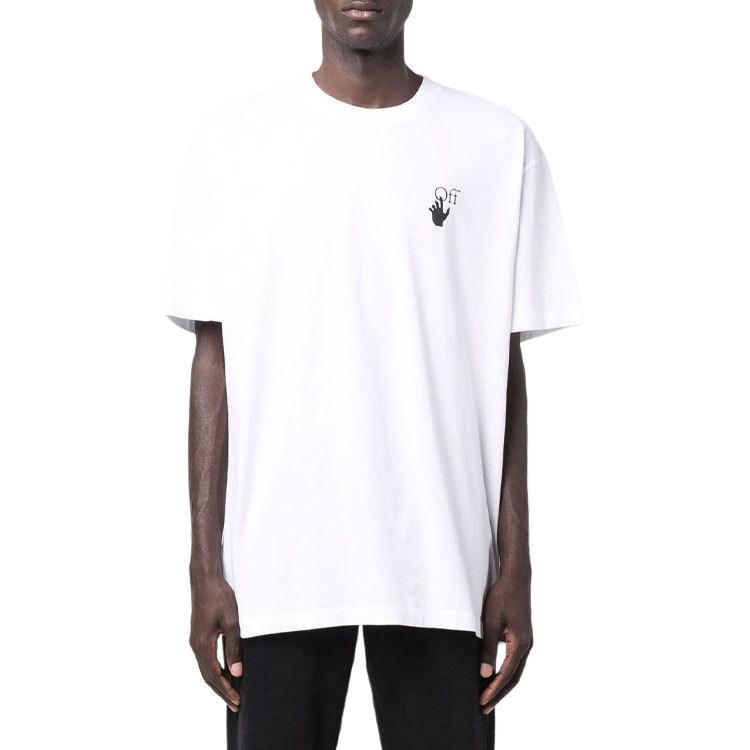 Off-White FW21 Logo Arrow Round Neck Short Sleeve Loose Fit White Men's OMAA038F21JER0020184