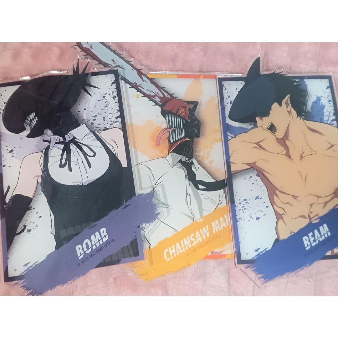 Used Chainsaw Man Reze Denji Beam Acrylic Stand 3 Set