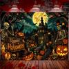 Halloween party decorations: backdrop, evil clown, skull balloon, background decor, scary haunted house, b1907