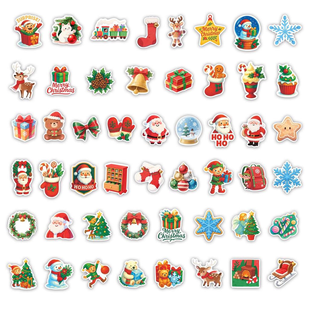 50 Sheets PVC Christmas Cartoon Creative Stickers for DIY Phone Case & Notebook Decoration