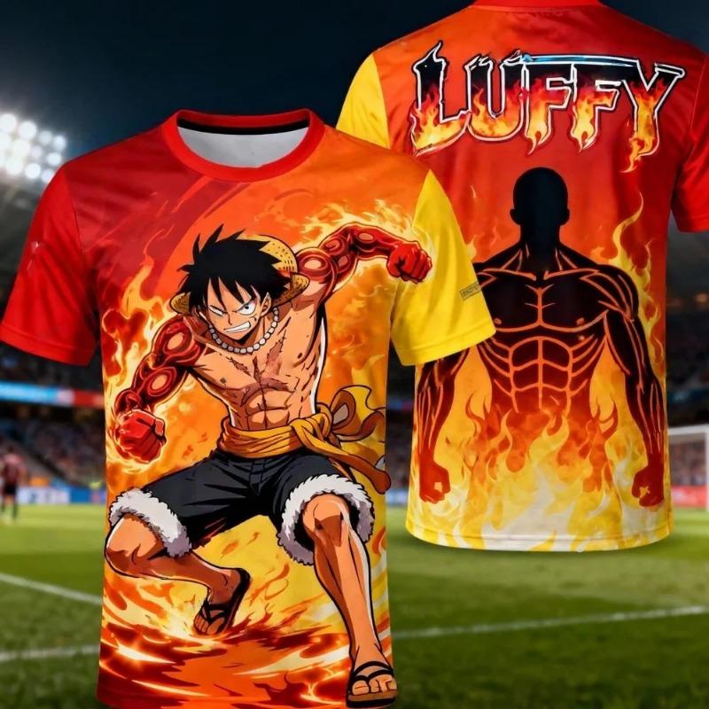 Hot Selling 3D Luffy Printed Sports Short Sleeve Cool Anime One Piece Graphic T-shirt Breathable Quick Drying Children Tshirt
