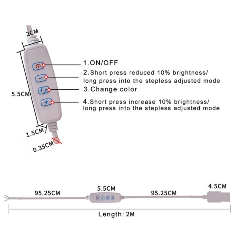 DC5V LED Dimmer Extension Cord Dimming Color Matching Extension Cable Dimming Controllers for LED Light, Ribbon Light