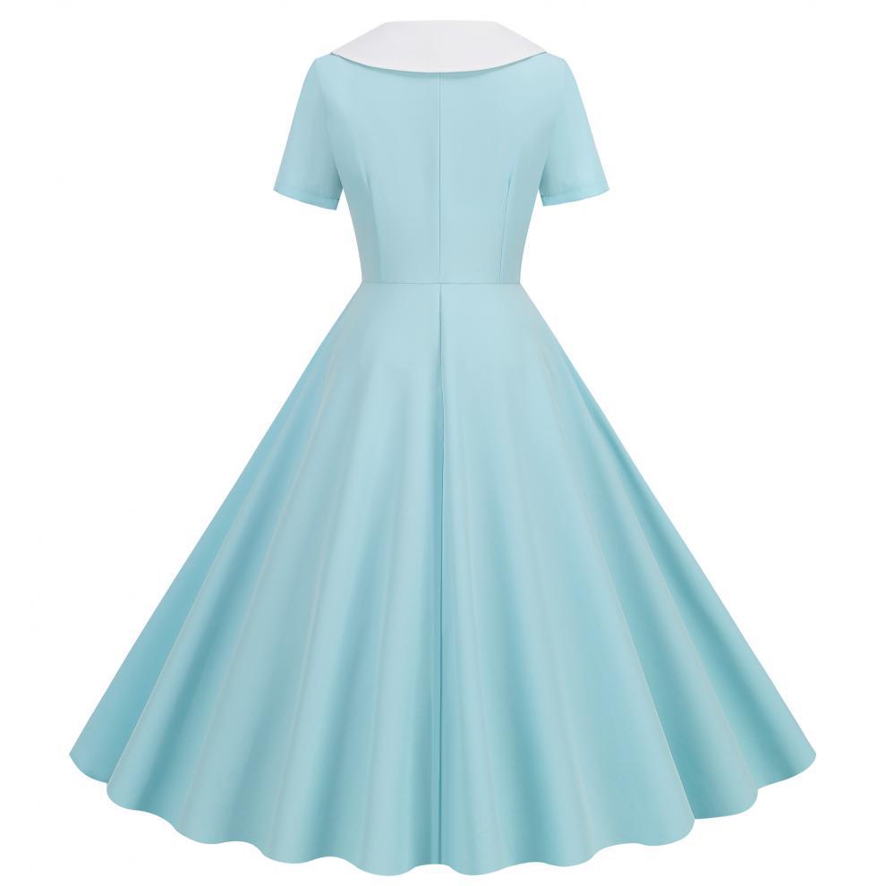 2024 Summer Retro Big Swing Short Sleeve Casual Dress
