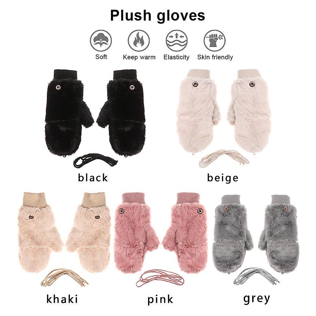 Warming Glove with Neck Strap Mittens Windproof Thickened Gloves Accessory