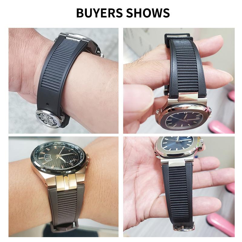 Para Patek Philippe Sport Elegante Serie Nautilus 5711/5712/5980 Correa de Reloj de Silicona Impermeable para Hombre 25x13mm