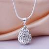 1pc Soft Ceramic Full Diamond Ball Pendant Necklace Water Drop Shambhala Women's Necklace