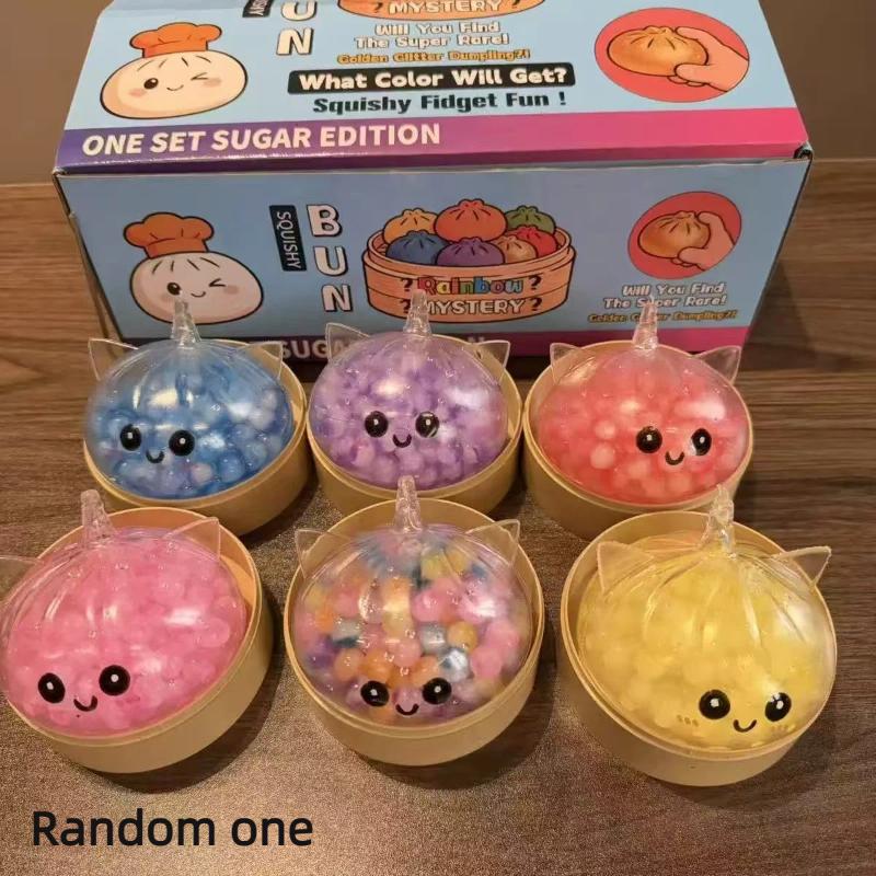 Stress Relief Fidget Toy 1 PCS Dreamy Music Steamer Bun Blind Box Soft Pinch for Adult Office Work Decompression Gift