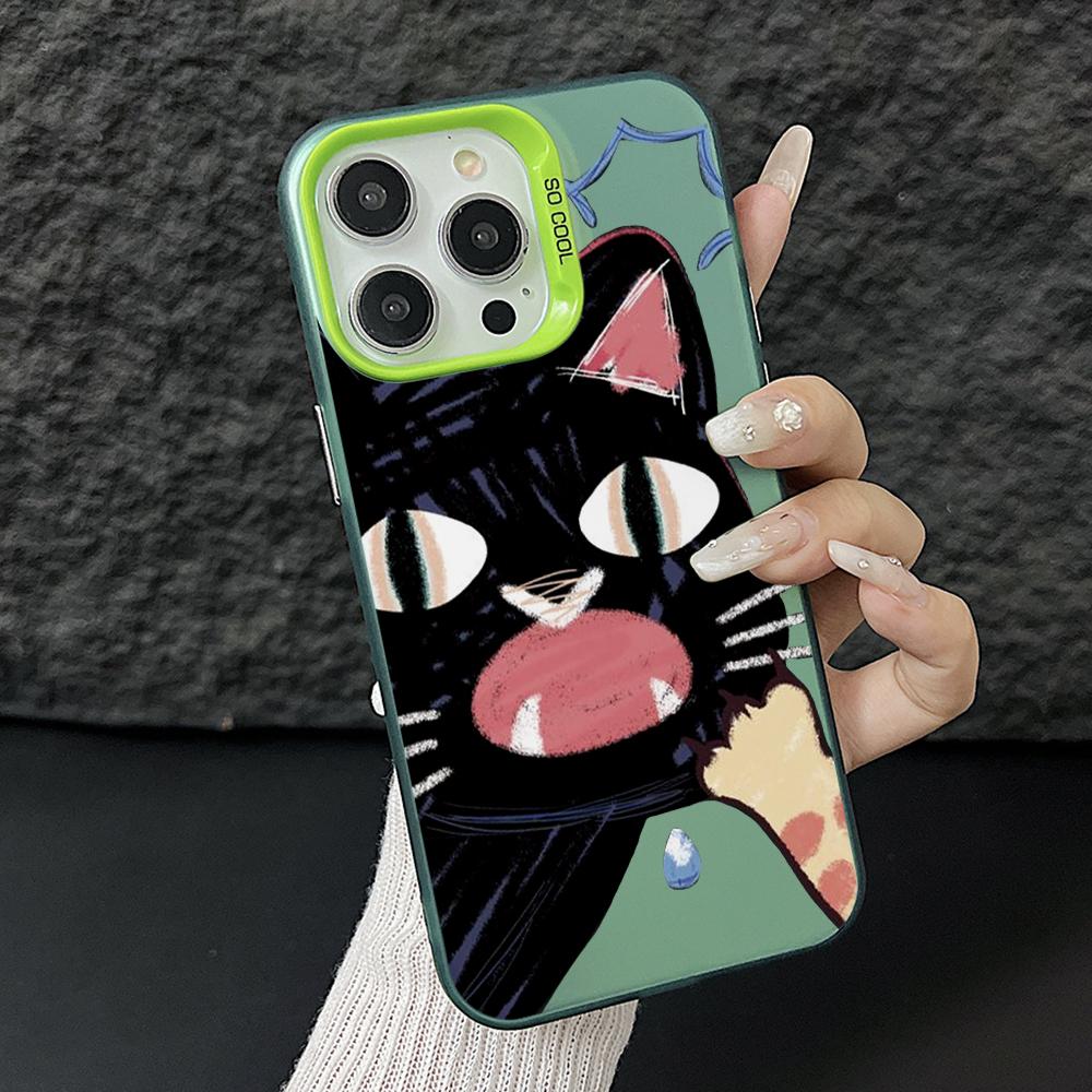 Doodle wütende Katze Handyhülle für Xiaomi Redmi 15C 14C 13C 12C 10 Note 15 14 13 12 Pro Plus 4G 5G Silber Hartschale