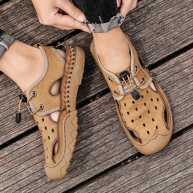 2025 Summer Hand-sewn Casual Men's Shoes Outdoor Wading Men's Sandals 2025 Direct Sales Mesh Fashion
