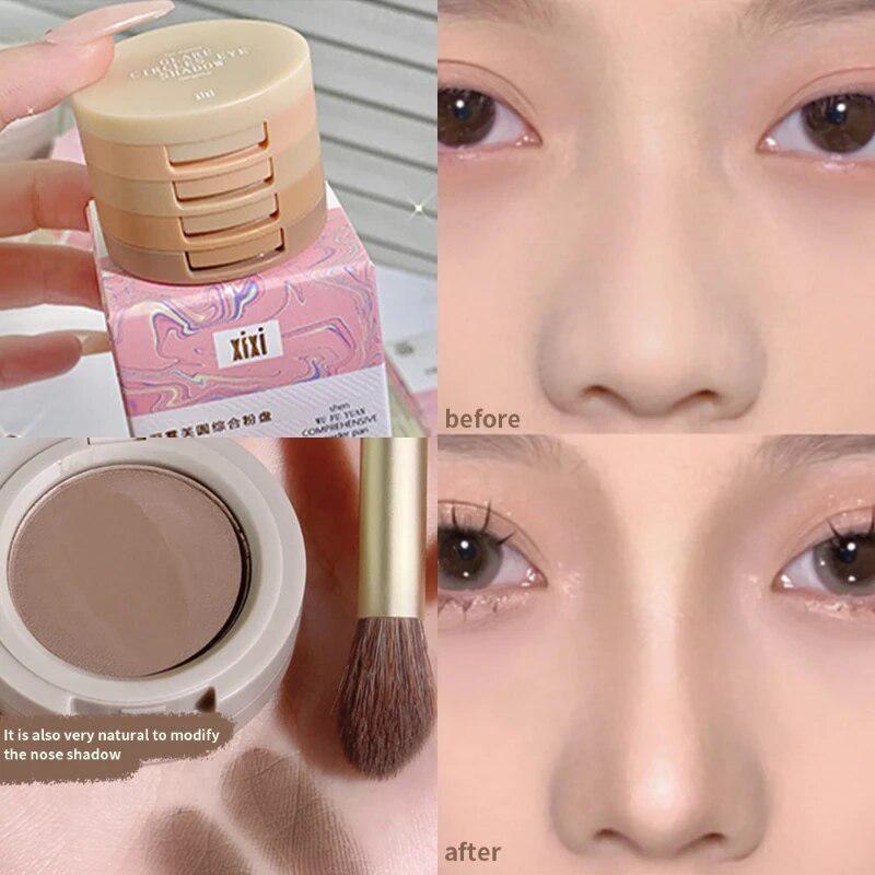 4 In 1 Matte Highlighter Blush Palette Pearly Blush Shiny Silkworm Lidschatten Shimme Brighten Face Contour Powder Makeup Palette ZH