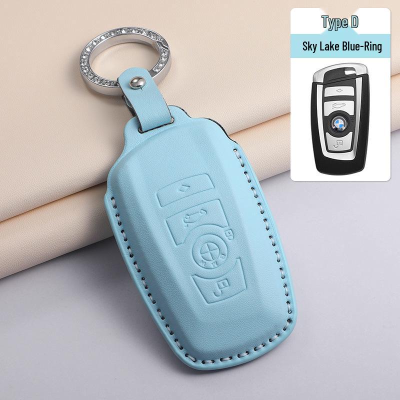 BMW Key Fob Case: Compatible with 5 Series, 3 Series, X3, X1, X5, X6 Models - Leather Shell Buckle for Blade Key.
