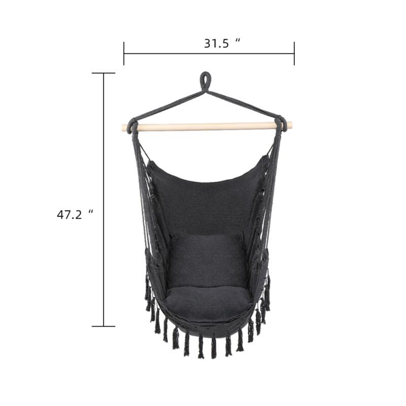 Kissen-Hängesessel mit Quaste, 198 lbs Tragfähigkeit, Schlaf-Hängematte für Terrasse, Veranda, Garten, Hinterhof