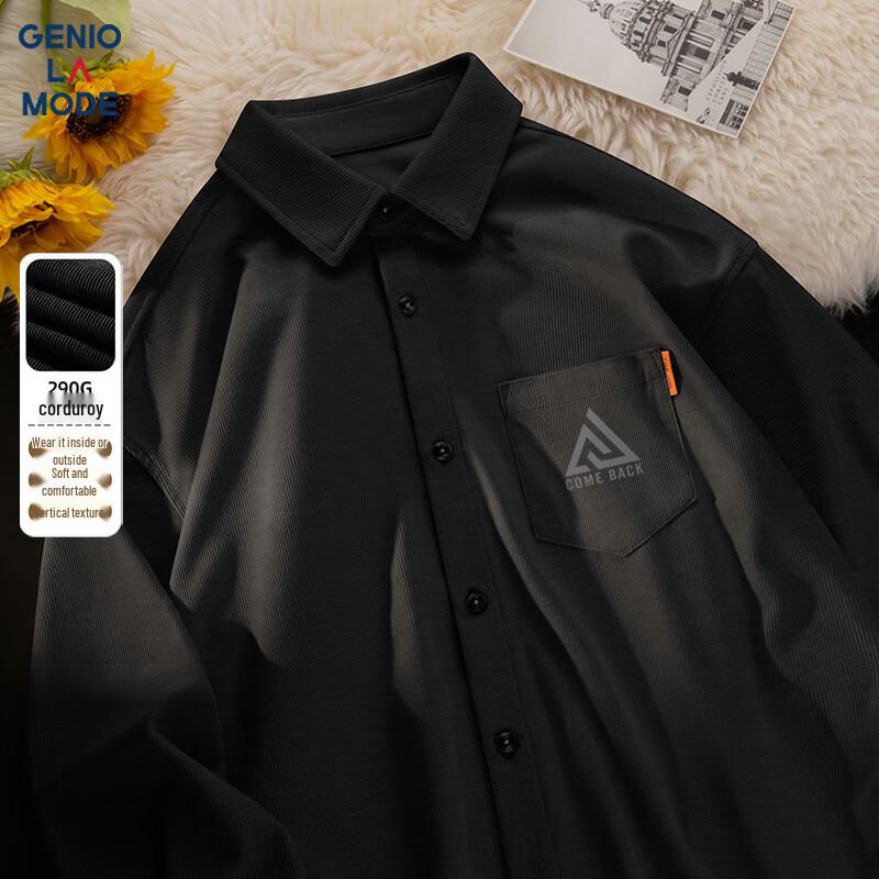 GENIOLAMODE Men s Heavyweight Corduroy Long-Sleeve Casual Shirt XL