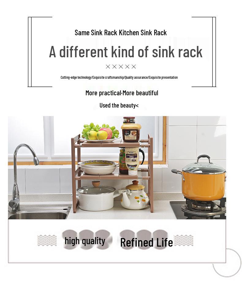 Retractable Stainless Steel Under-Sink Organizer with Pull-Out Drawer