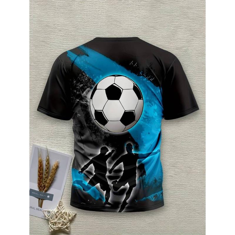 Sommer Rundhals 3D Fußballmuster Druck Top Modische Lässige Kurzarm Herren T-Shirts