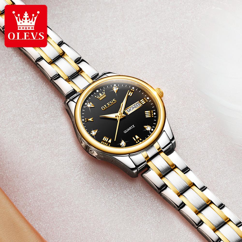 Orologio marca OLEVS con diamanti incastonati, impermeabile, luminoso, al quarzo, per donna 5563