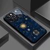 Nacht Sternenhimmel Gehärtetes Glas Handyhülle Geeignet für iPhone 17 16 15 14 13 12 11 Pro/Max/Plus Stoßfeste Rückseite