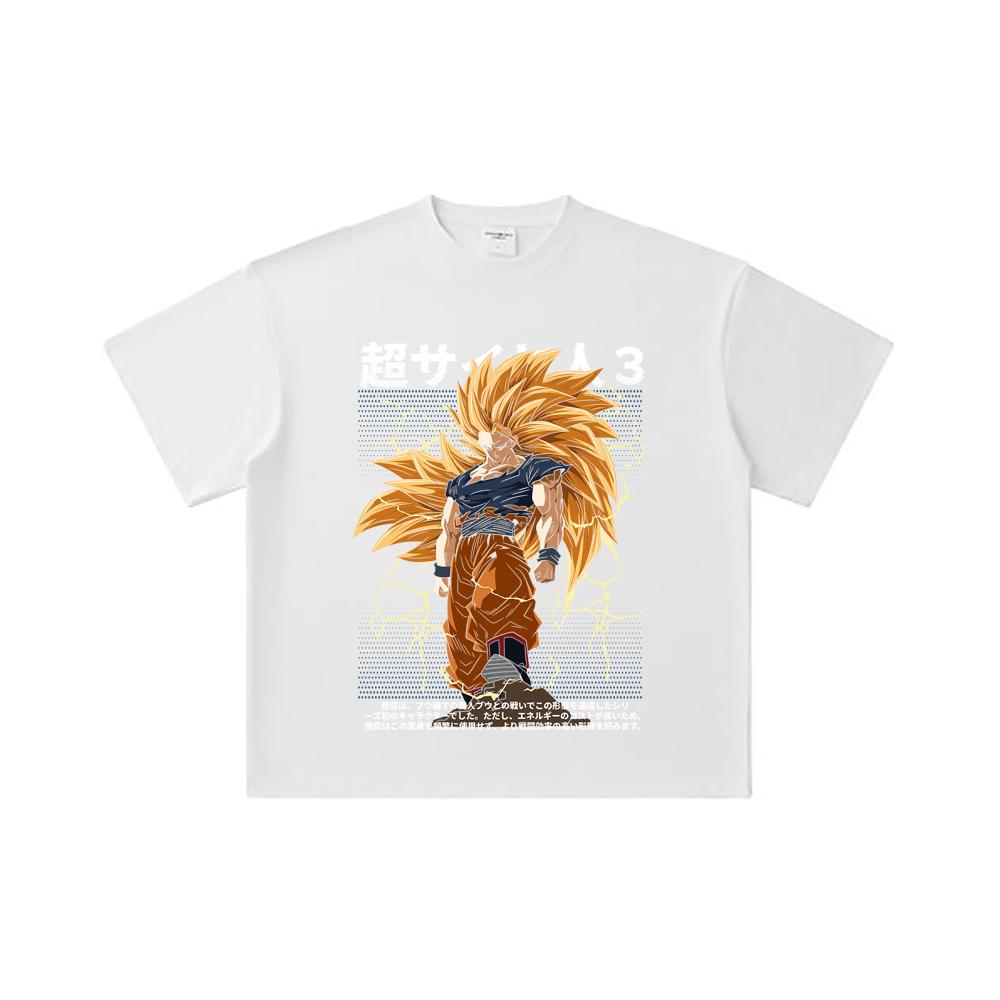 260 GSM Double Yarn 32 Count 100% Cotton Dragon Ball V59 Goku SSJ3 Print Unisex Heavy Cotton T Shirt