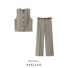 Kaslead New Arrival Women's Clothing Fashion Style Fashion Gingham Vest Casual Pants 8372410 8372310