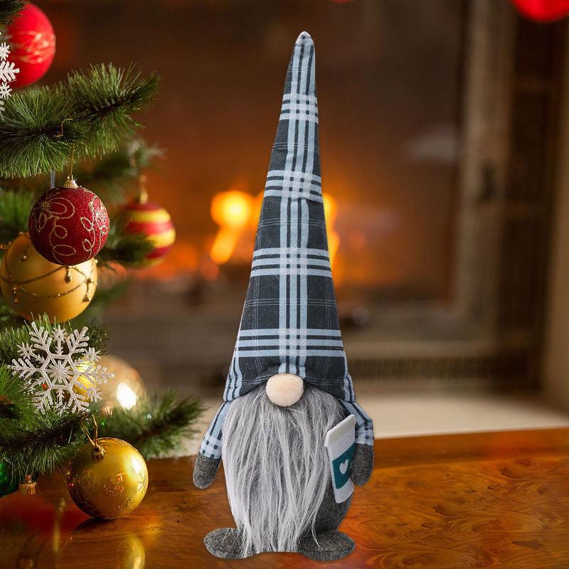 Cartoon Faceless Santa and Rudolph Standing Figures - Christmas Decorations and Children's Gifts