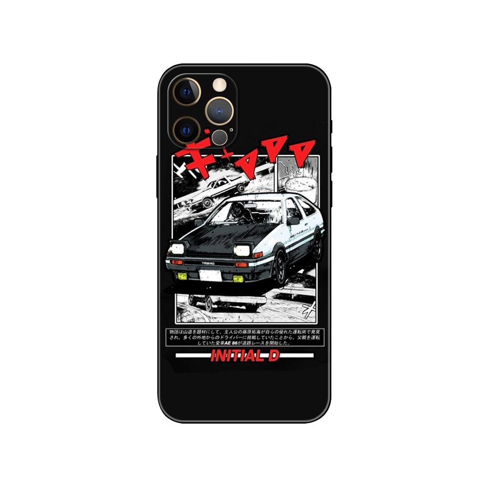 Initial D AE86 Car Phone Case for Iphone 5 5s Se 6 6s 7 8 Plus X 10 XR XS 11 12 13 Mini Pro MAX Black Tpu Back Cover