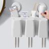 Toothbrush Holder Organizer Wall Mounted Bathroom Toothpaste Rack Mouthwash Cups Container