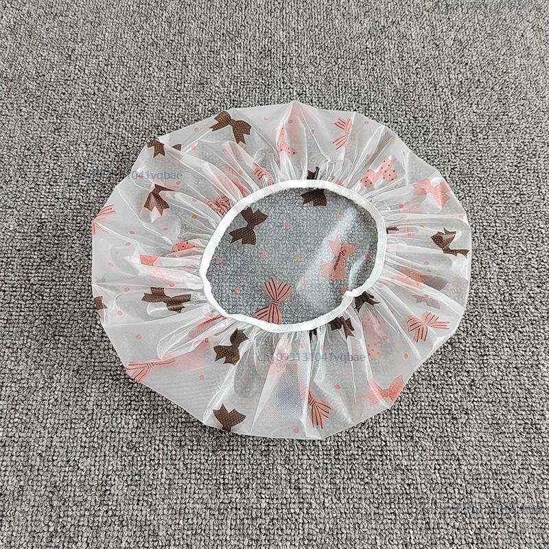 5PCS Adjustable Printed Shower Caps Waterproof and Reusable with Elastic Band For Women's Spa Salon Transparent Shower Cap