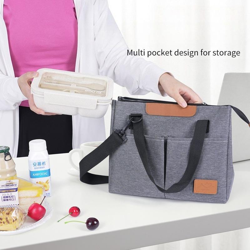 1pcs Stylish Insulated Bag Outdoor Travel Crossbody Bag Large Capacity Lunch Box Storage Bag Work Commute Bento Insulated Tote