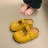 Hong Kong Small Man Inner Height Increase. Yellow Shoes Women's Sandals New Soft-soled Bag Head Half Slippers Women's Summer Outside