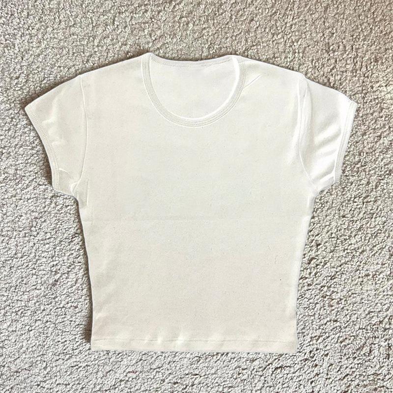 Summer new commuter solid color multi-color round neck simple slim-fitting printable T-shirt top women