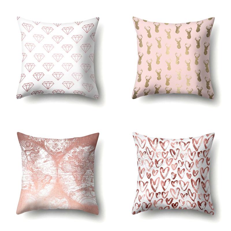 Polyester Pillow Case Automobile Decoration Home Printed Pillow Case Waist Cushion Cover Car Cushion Head Cushion Cover