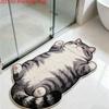Realistic Cat Faux Cashmere Floor Mat Thickened Bedside Rug Absorbent Bathroom Foot Pad Cute Pet Bedroom Carpet