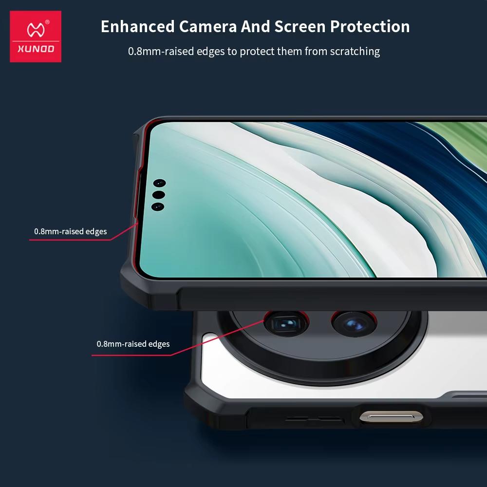 XUNDD For Huawei Mate 70 Air Case Luxury Casing Matte Transparent Back Cover Shockproof Protective Cases With Rotatable Magnetic Holder Stand