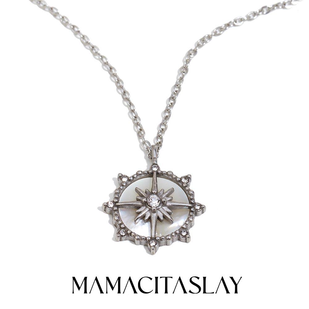 

MamacitaSlay 316L Stainless Steel Shell Zircon Star Necklace 18K Gold Plated Waterproof Neck Jewelry Women s High Quality Gift 45cm серебряный