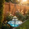 Solar Cascade Hanging Bird Bath Fountain for Bird Feeding and Bathing, Outdoor Garden Hummingbird Feeder Tray