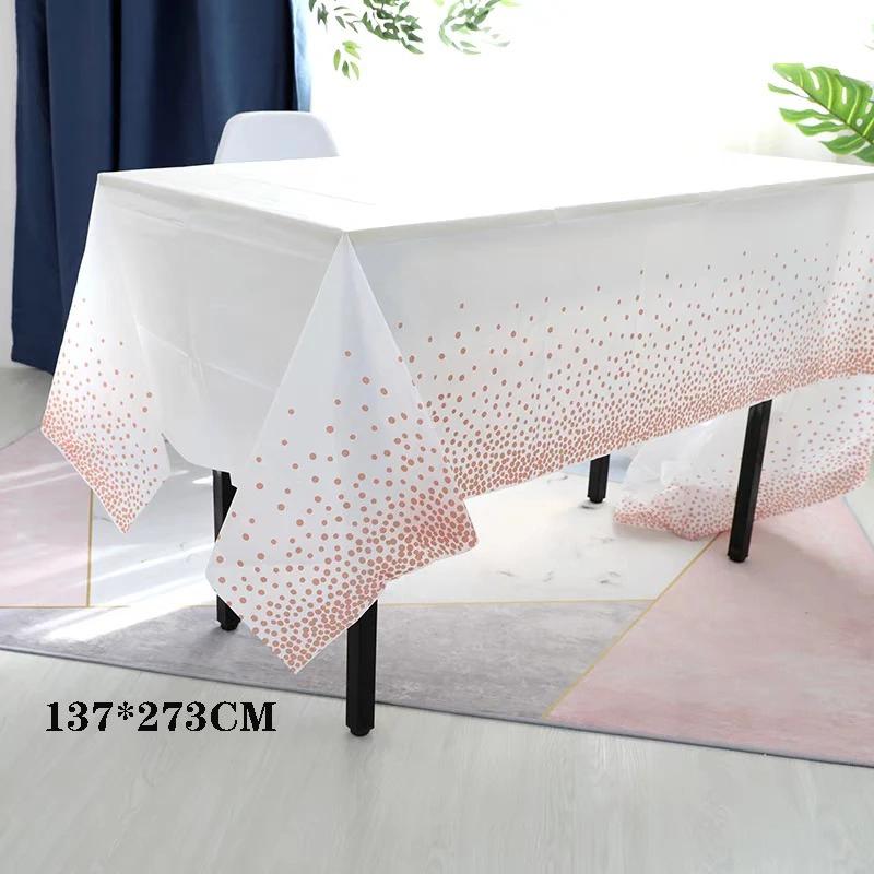 5PCS Disposable Tablecloth Party Rectangle Bronzing Waterproof Table Cloth for Wedding Birthday Party Christmas Home Decor