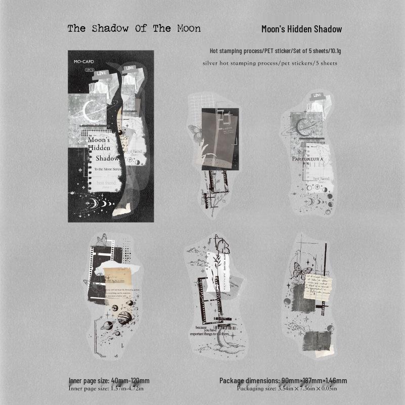 Momo PET Silver Sticker Pack: To the Moon Series - 3D Hot Stamping for Journals (4 Types)